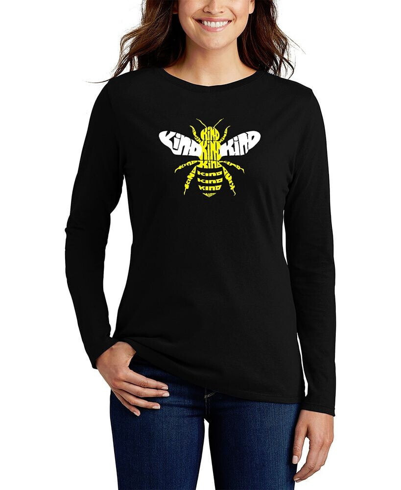 LA Pop Art women's Bee Kind Word Art Long Sleeve T-shirt