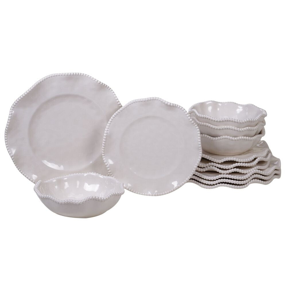 Certified International perlette Cream Melamine 12-Pc. Dinnerware Set