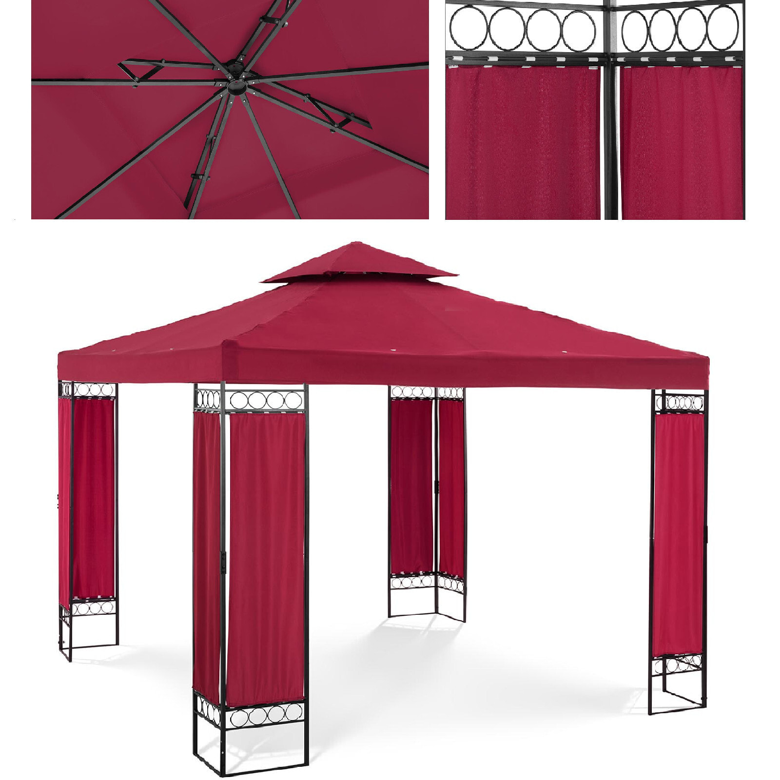 Gazebo, gazebo, folding tent, 3 x 3 x 2.6 m, red wine