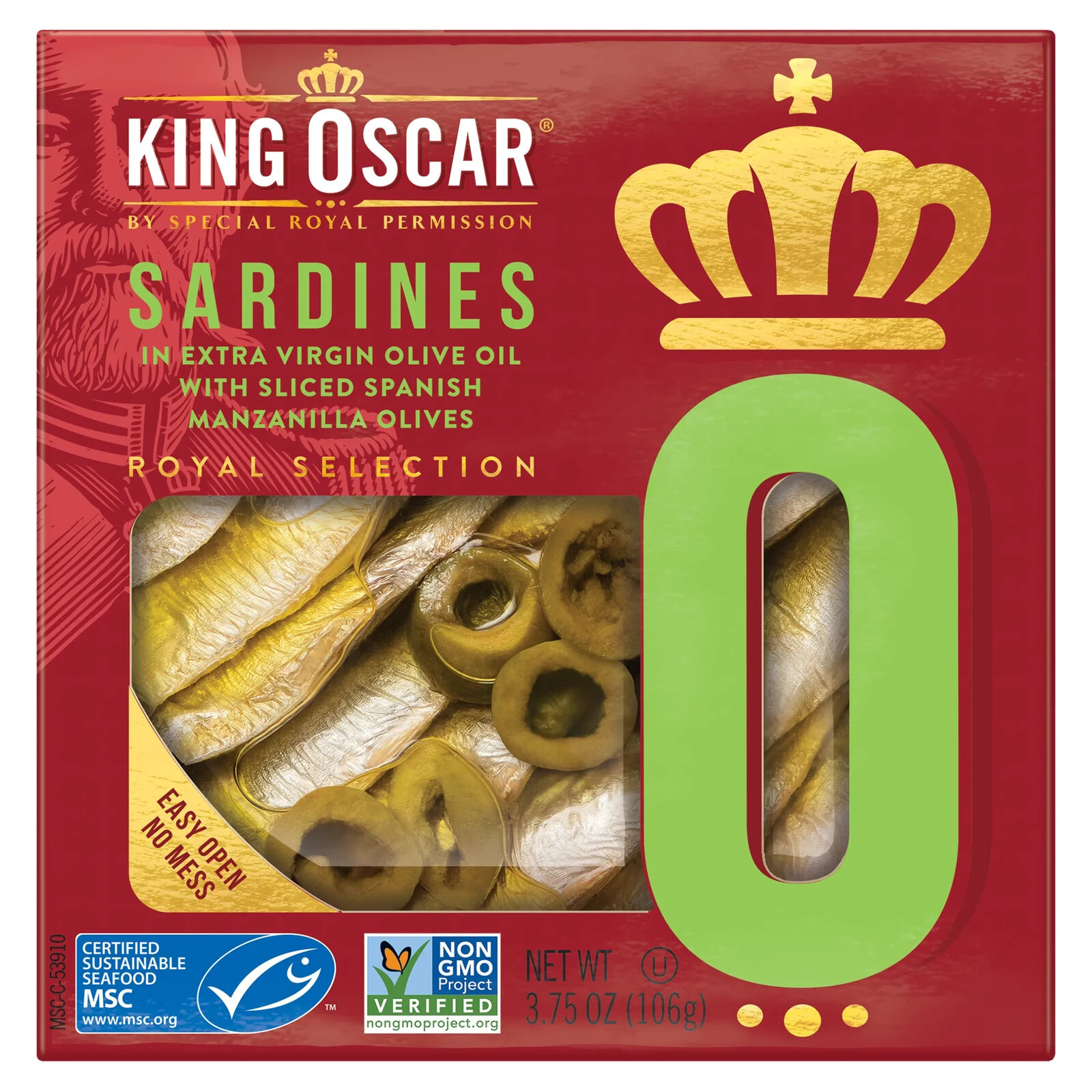 King Oscar, Сардины в оливковом масле первого отжима с красным болгарским перцем, чесноком, розмарином и острым чили, 106 г (3,75 унции)