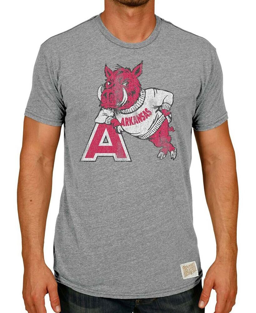 Original Retro Brand men's Heather Gray Arkansas Razorbacks Vintage-Inspired Hog A Tri-Blend T-shirt