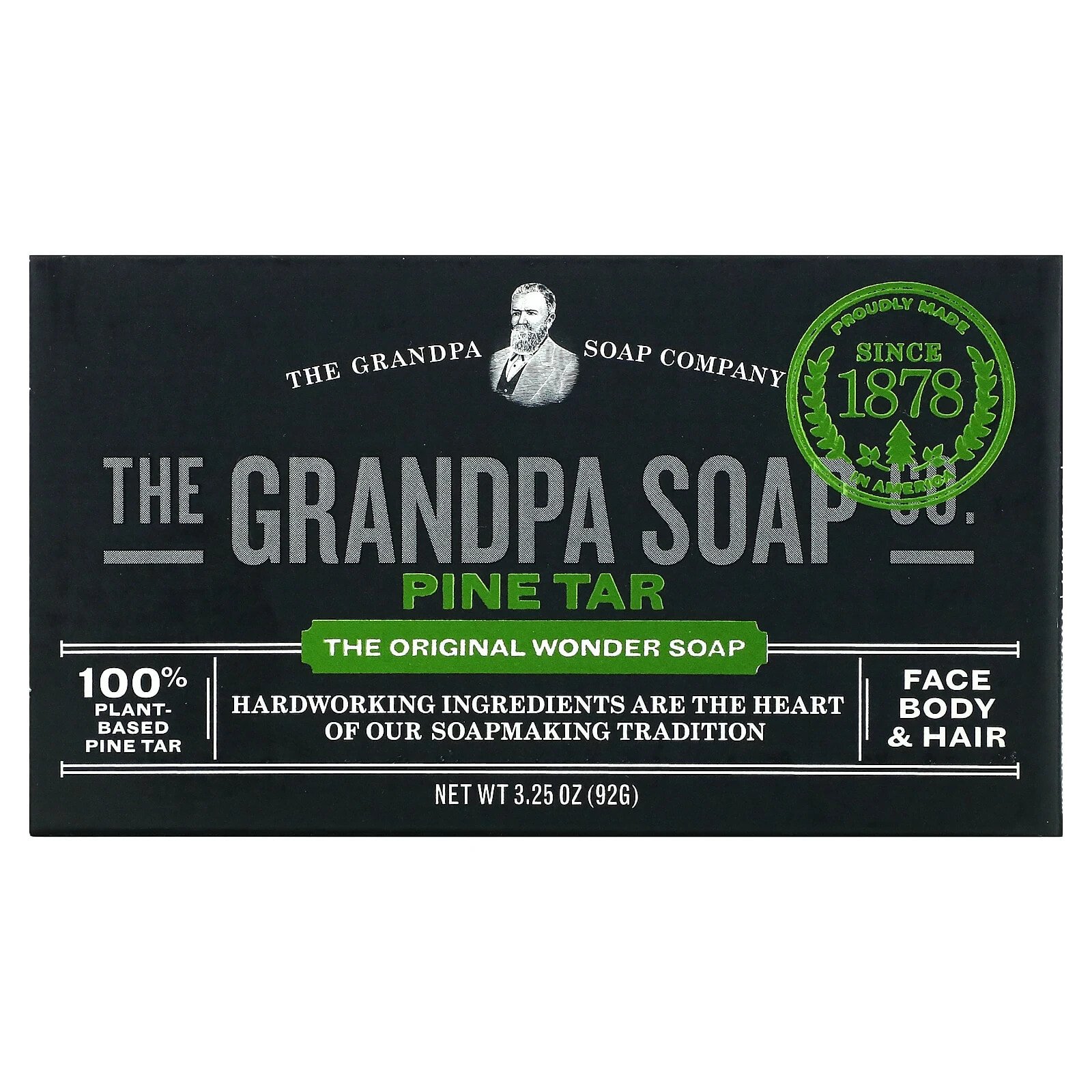 Face Body & Hair Bar Soap, Pine Tar, 3.25 oz (92 g)
