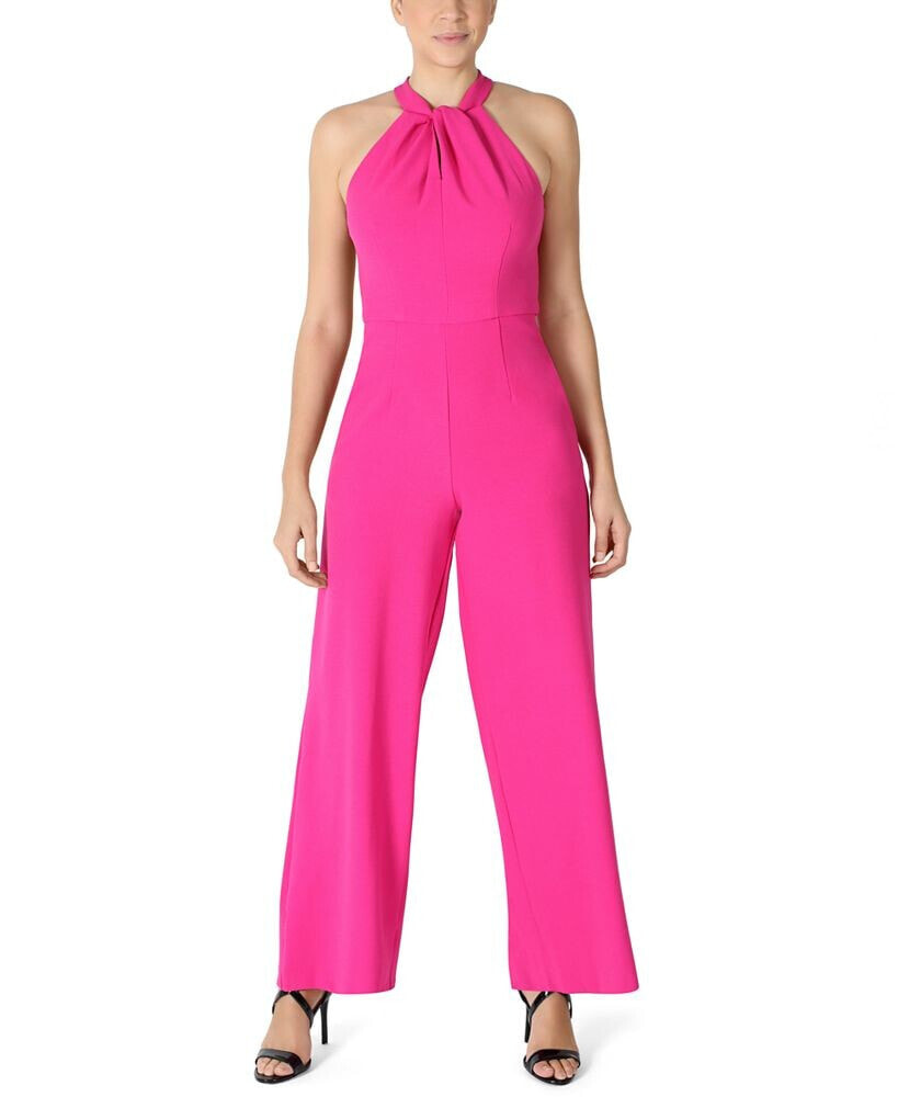 julia jordan twist-Front Halter Jumpsuit