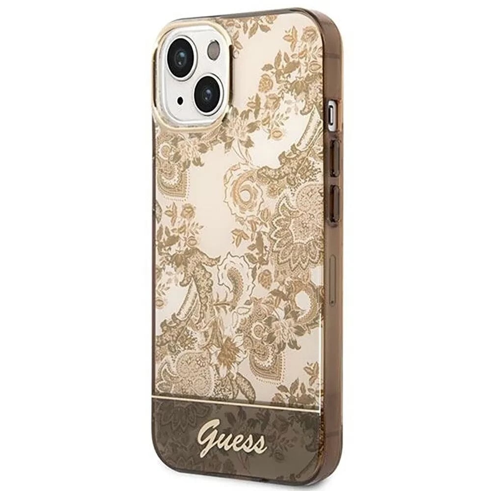 GUESS Guhcp14Mhgplhc iPhone 14 Plus15 Plus 6.7 Ochre Porcelain Collection phone case