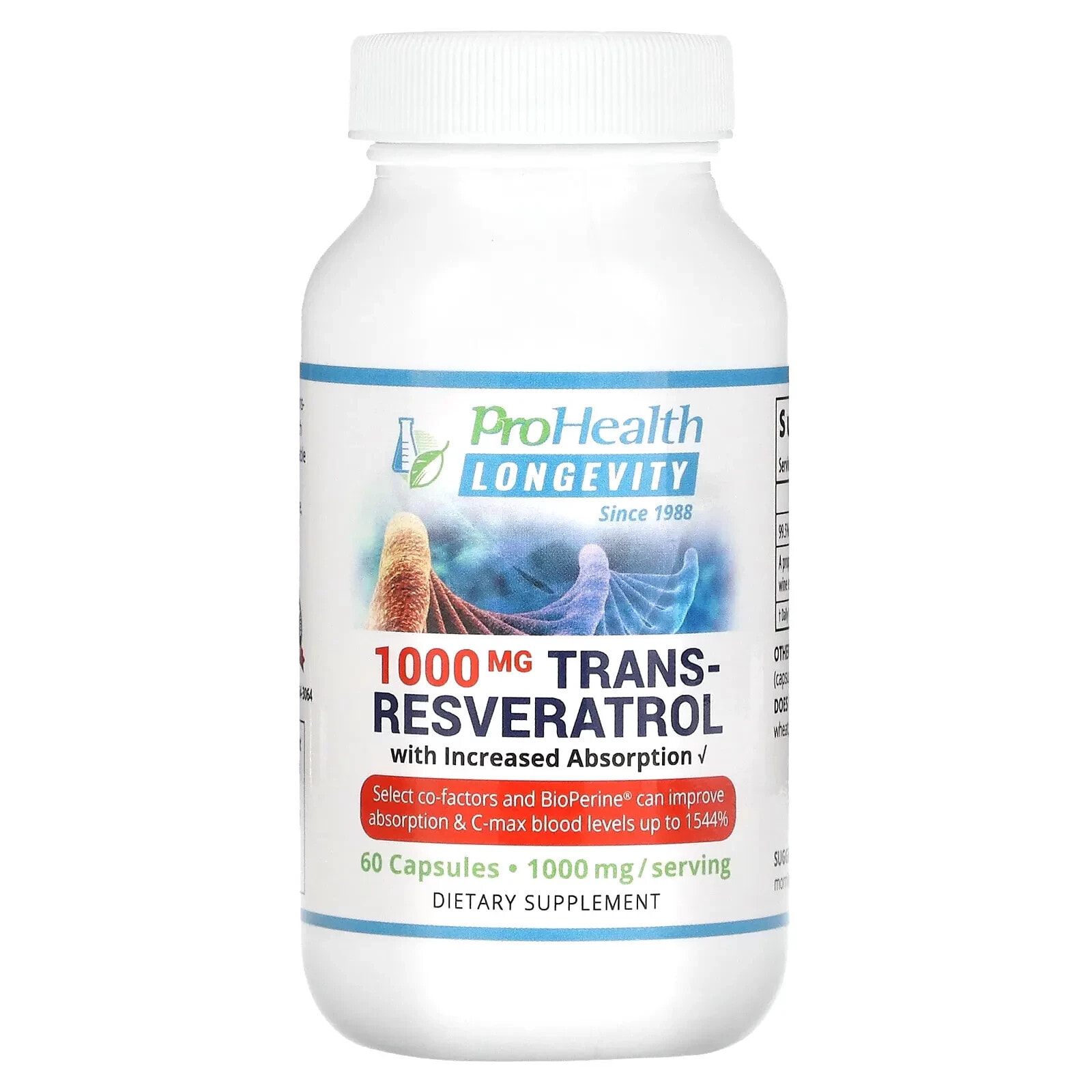 Trans-Resveratrol Plus, 1,000 mg , 60 Capsules (500 mg per Capsule)