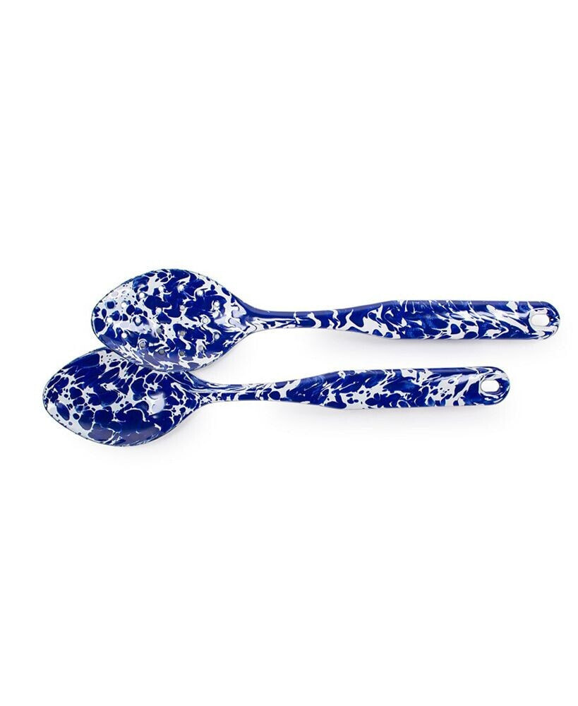 Golden Rabbit cobalt Swirl Enamelware Collection 2 Piece Spoon Set