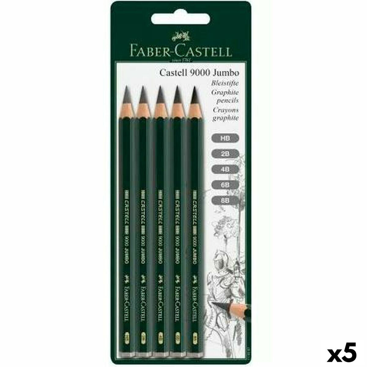 Pencil Set Faber-Castell Hexagonal 2B 4B 6B 8B (5 Units)