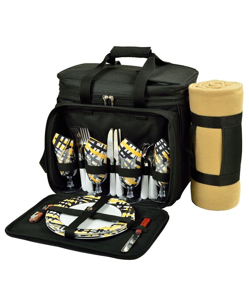 Picnic At Ascot picnic Cooler for 4 with Blanket - Divided Waterproof Interior