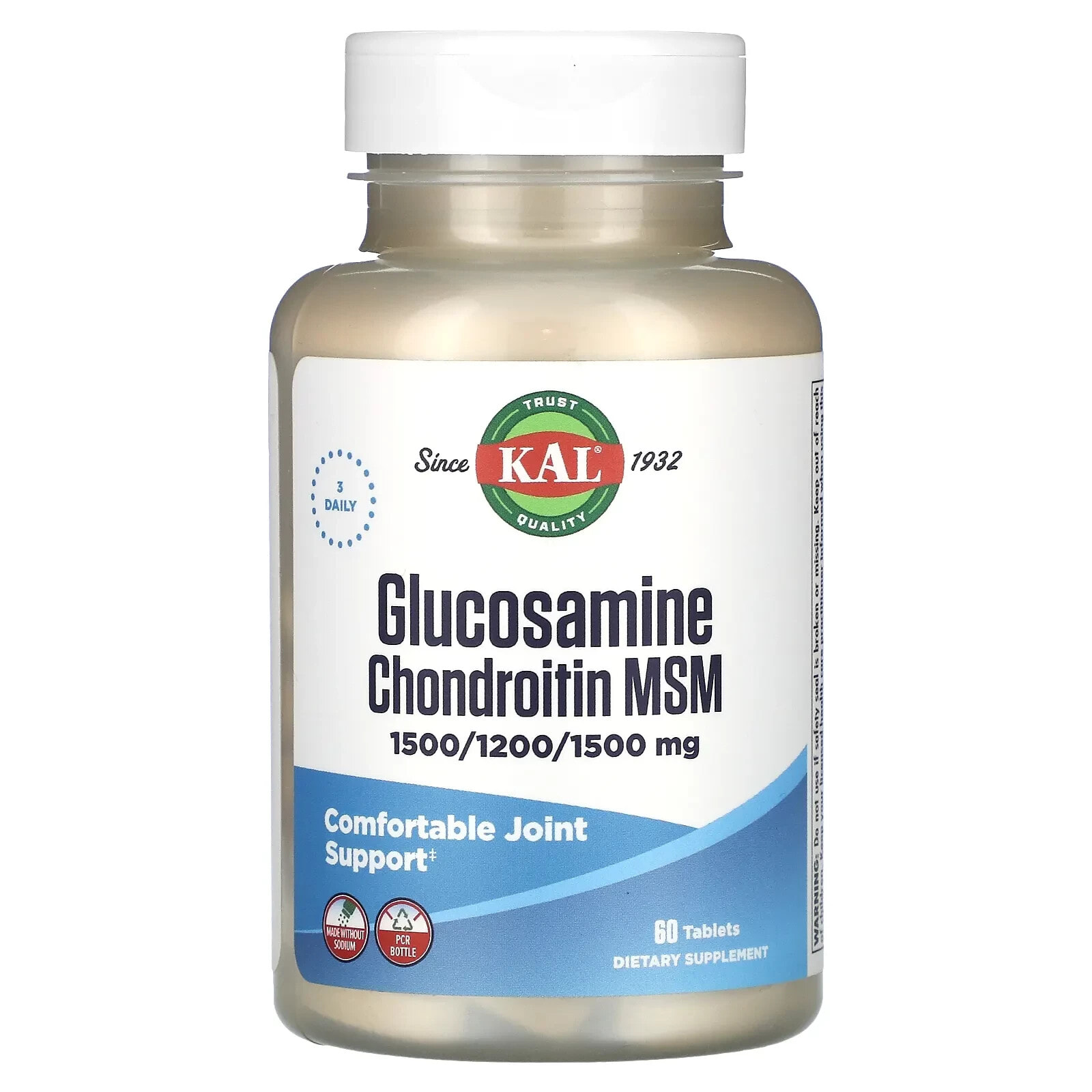 KAL, Glucosamine Chondroitin MSM, 90 Tablets