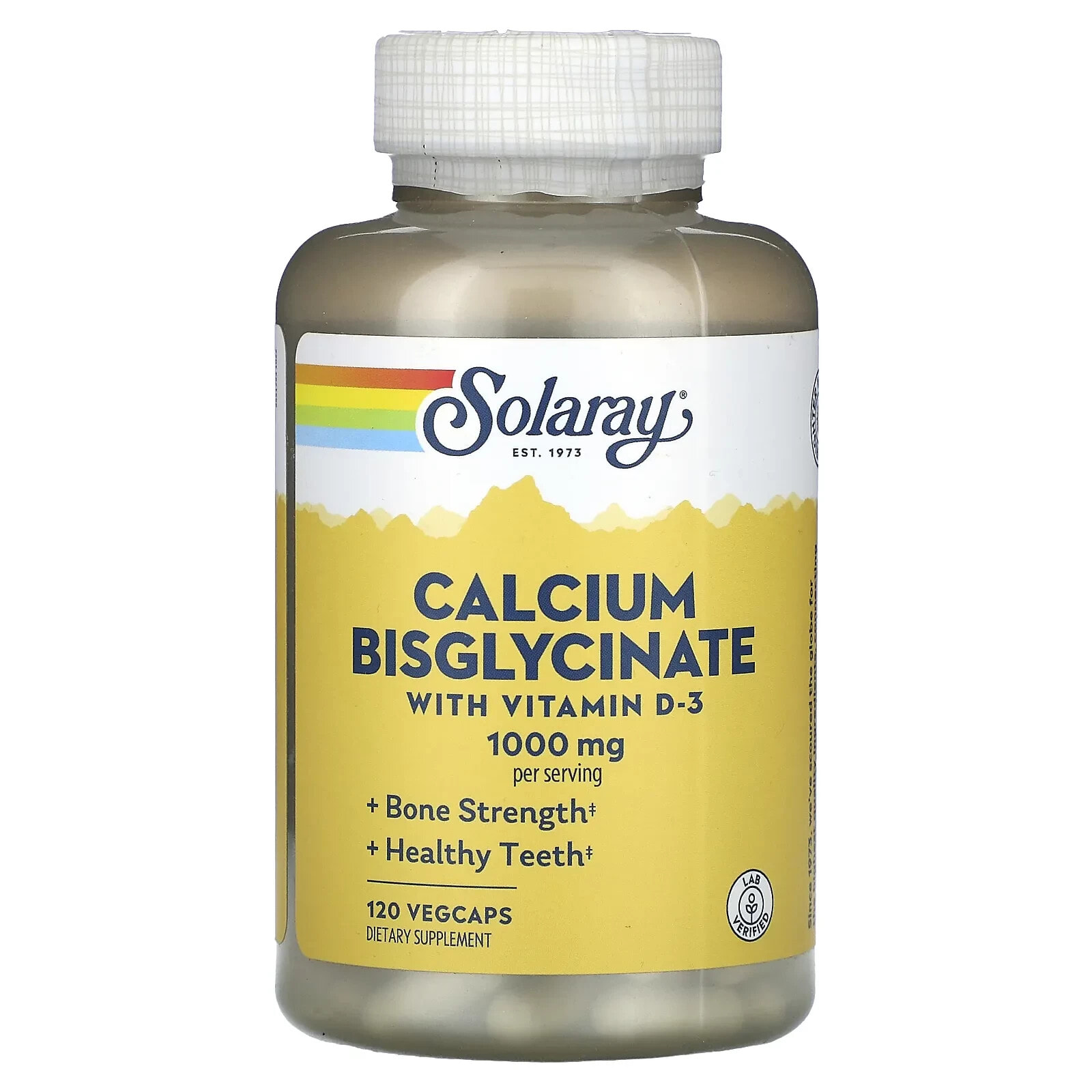 Solaray, Бисглицинат кальция, с витамином D3, 250 мг, 120 растительных капсул