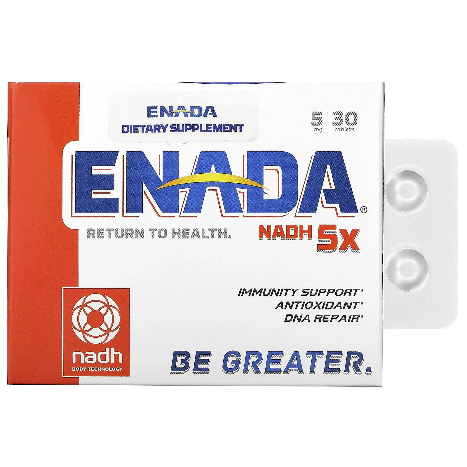 ЭНАДА, NADH 5x, 5 мг, 30 таблеток