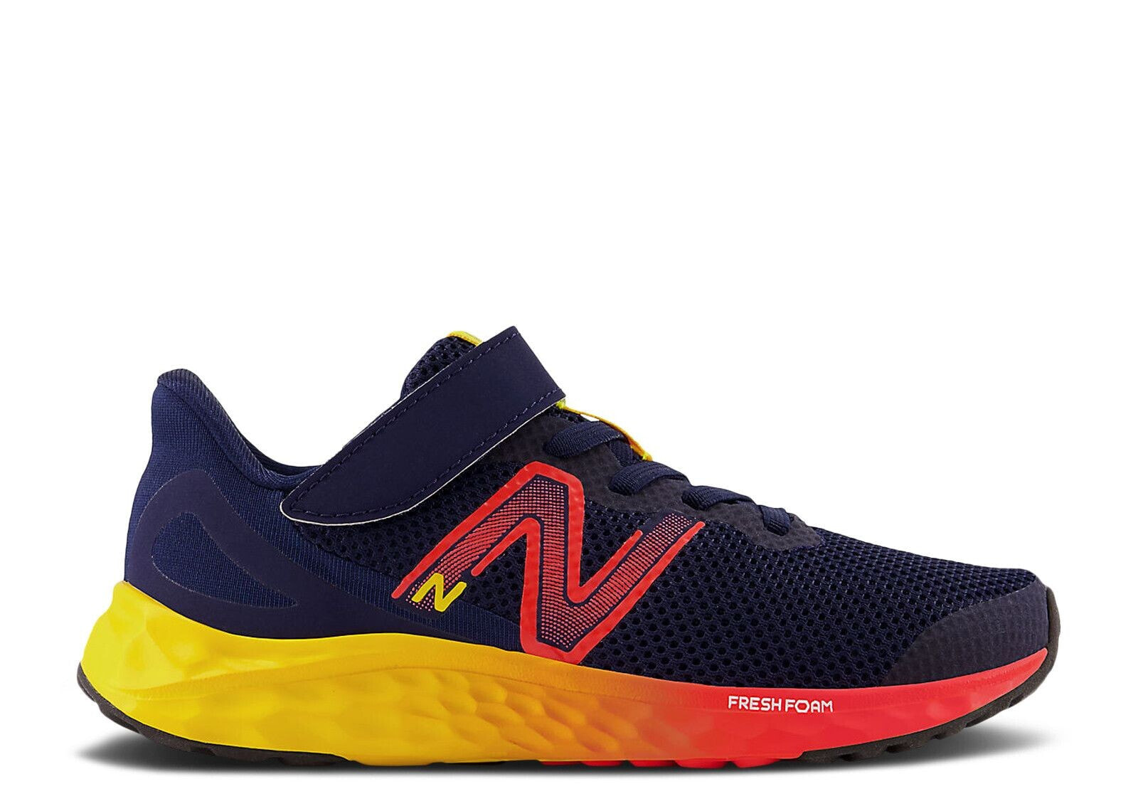 New Balance Fresh Foam Arishi v4 Bungee Lace Top Strap Little Kid 'Navy Electric Red Egg Yolk'