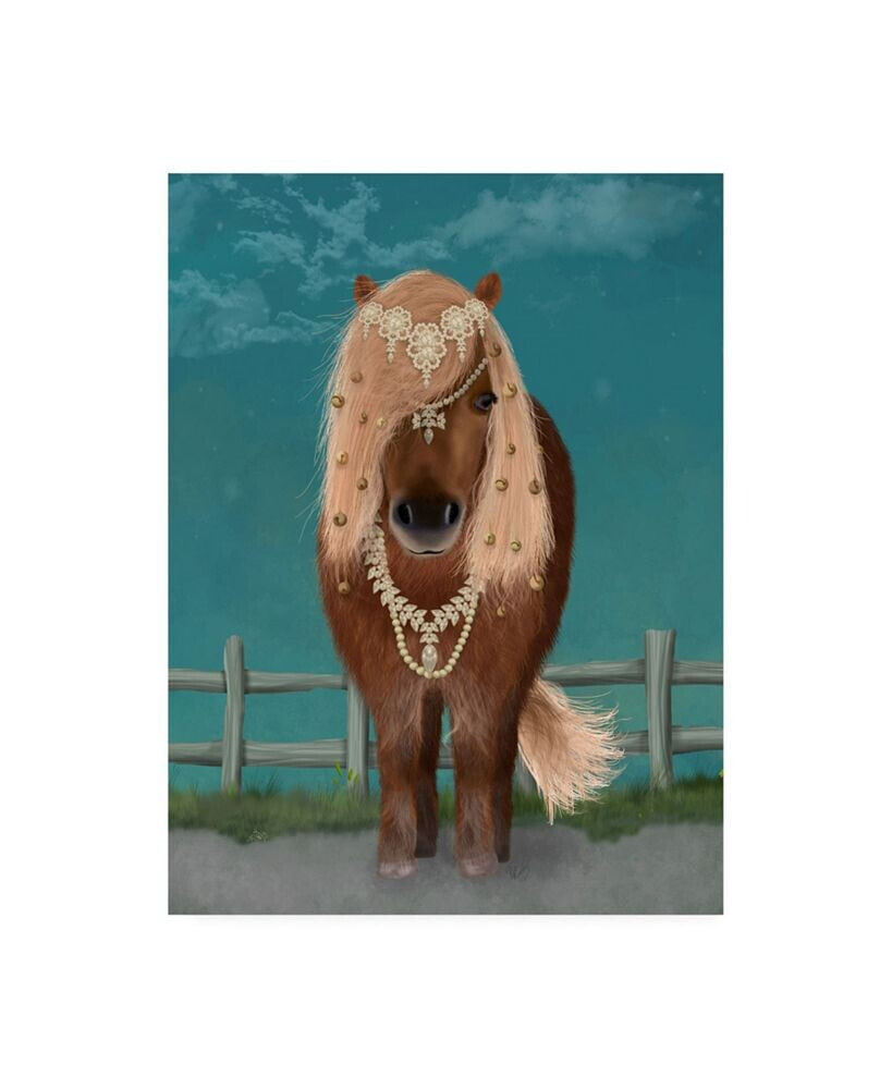 Trademark Global fab Funky Horse Brown Pony with Bells, Full Canvas Art - 15.5