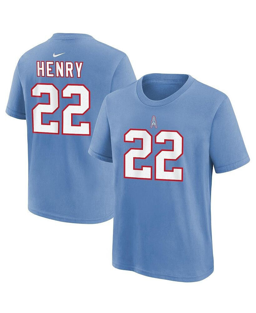 Nike big Boys Derrick Henry Light Blue Tennessee Titans Throwback Name and Number Player T-shirt