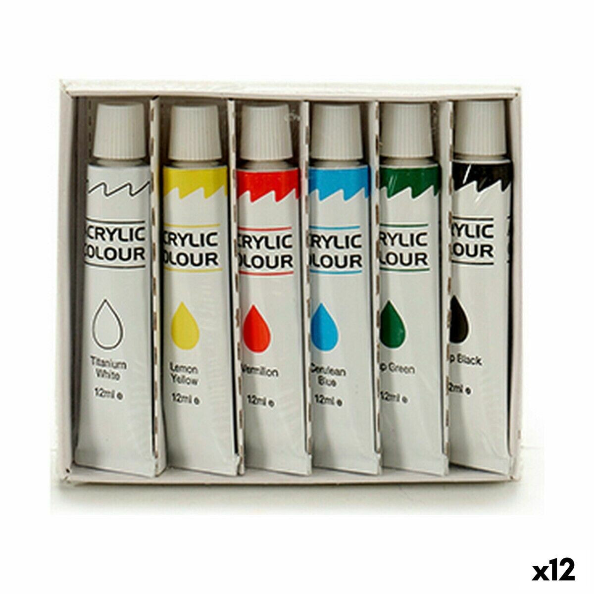 Painting set Multicolour Acrylic paint 12 ml (12 Units)