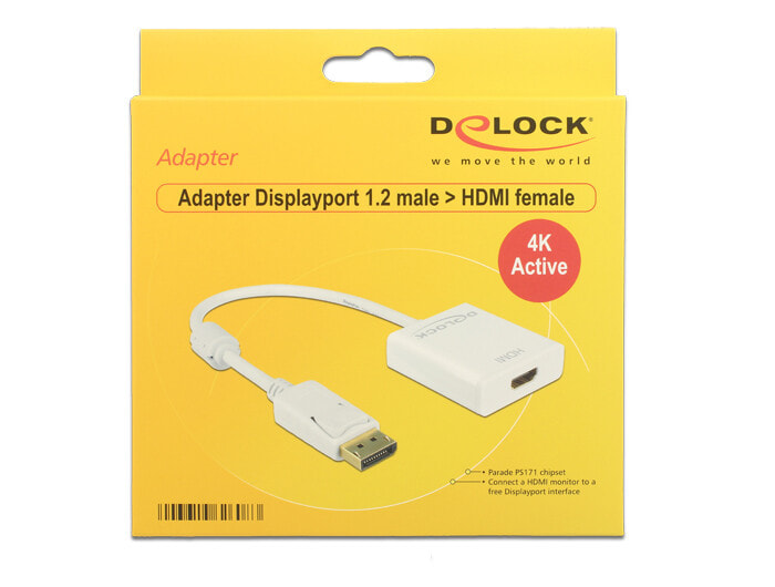 DeLOCK 62608 кабельный разъем/переходник DisplayPort 1.2 HDMI Белый