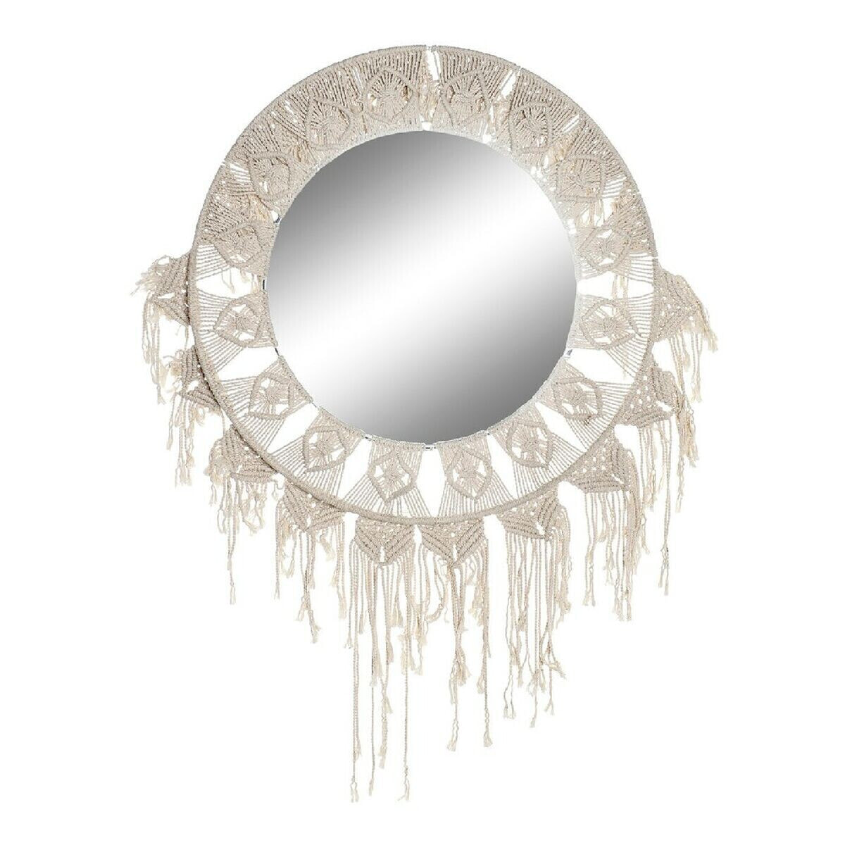 Wall mirror DKD Home Decor ES-171097 75 x 2 x 75 cm Wood White Macrame Boho