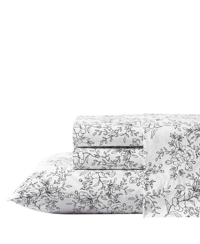 Stone Cottage 4 Piece Hawley Floral Cotton Percale Sheet Set, Queen