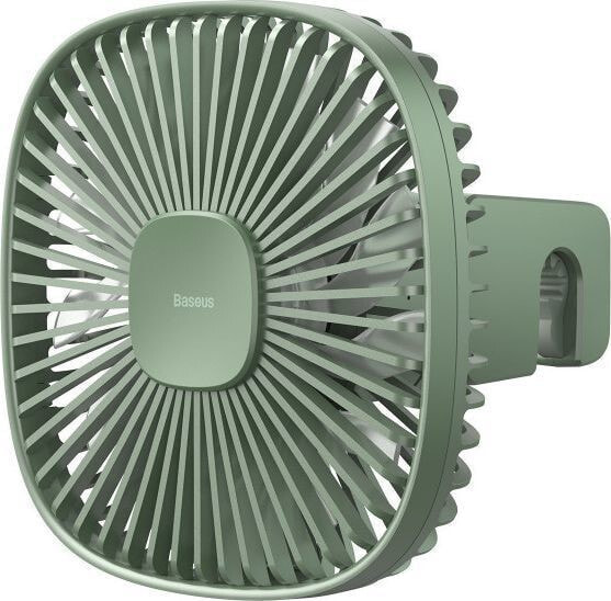 Baseus Natural Wind car fan on a magnetic green headrest