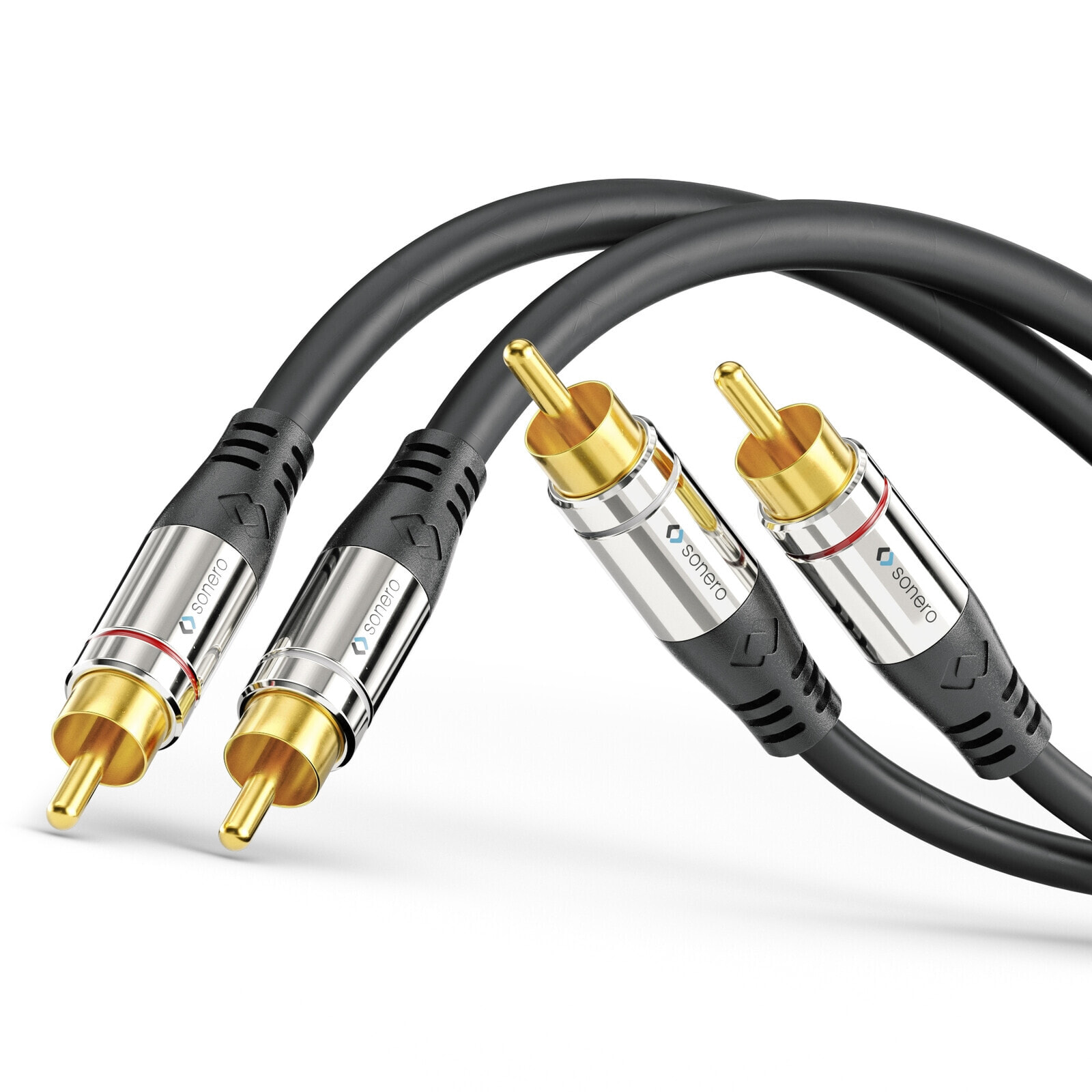 Sonero 2x RCA Stereo Audio Cable 7.5m - 2 x RCA - Male - 2 x RCA - Male - 7.5 m - Black