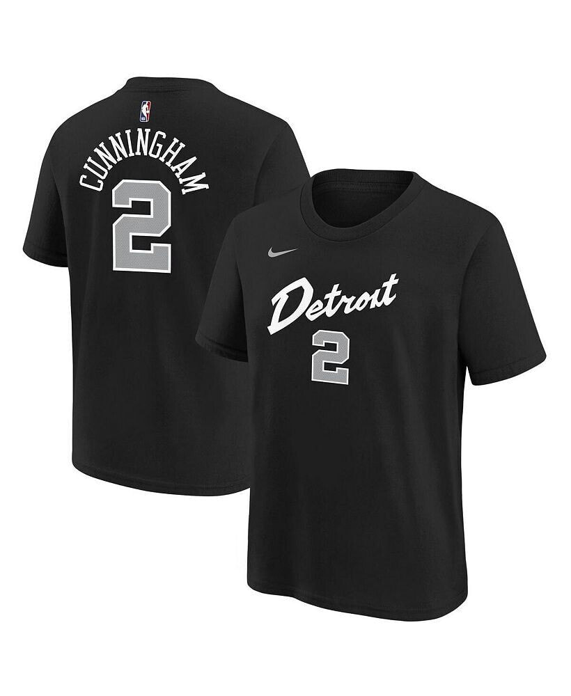 Nike big Boys Cade Cunningham Black Detroit Pistons 2023/24 City Edition Name and Number T-shirt
