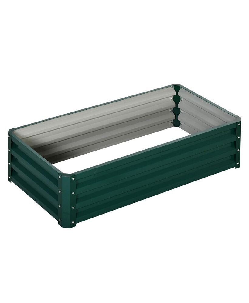 Outsunny 4' x 2' Raised Steel Garden Planter Bed for Vegetables, Herbs, Green