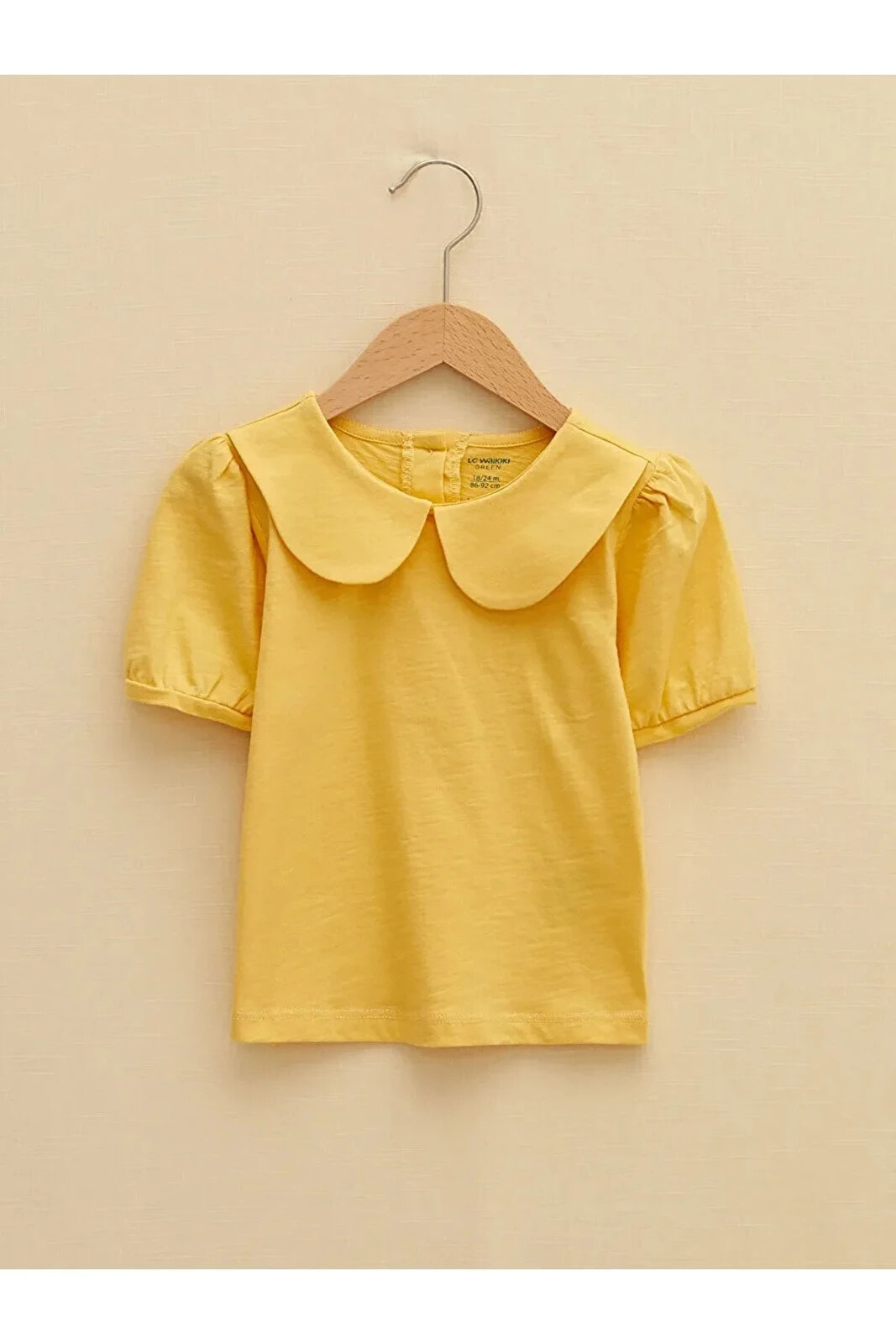 Bebe Yaka Kısa Kollu Basic Organik Pamuklu Kız Bebek Tişört