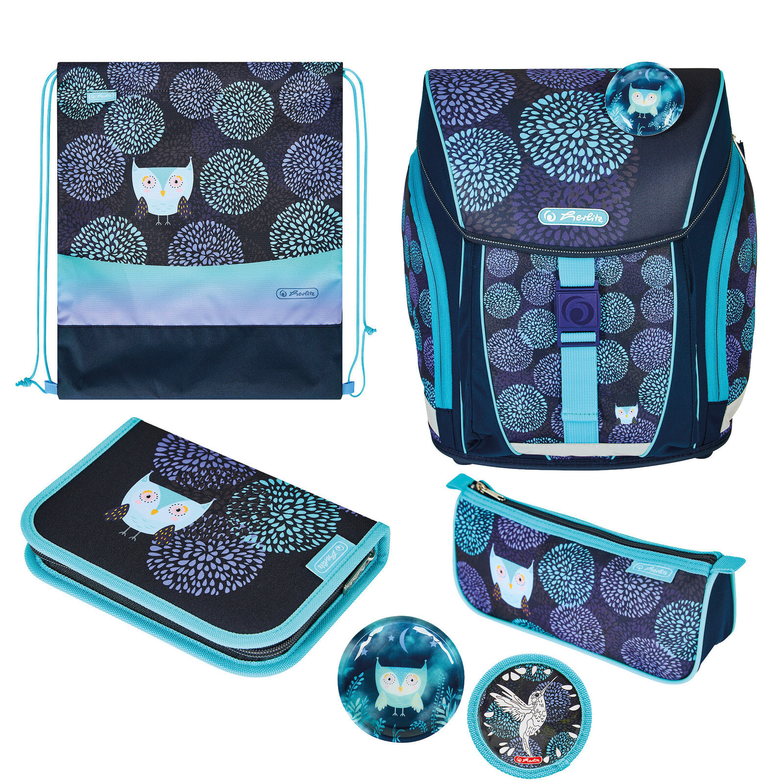 FiloLight Plus Flower Owl - Pencil pouch - Sport bag - Pencil case - School bag - Girl - Grade & elementary school - Backpack - 16 L - Front pocket - Side pocket