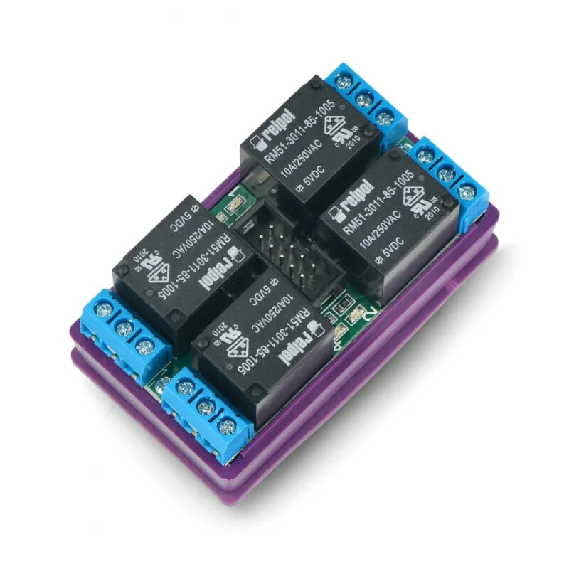 Tinycontrol LANKON-094 - релейный модуль 4x10a/катушка 5 В для контроллера GSM/LAN - для DIN-рейки