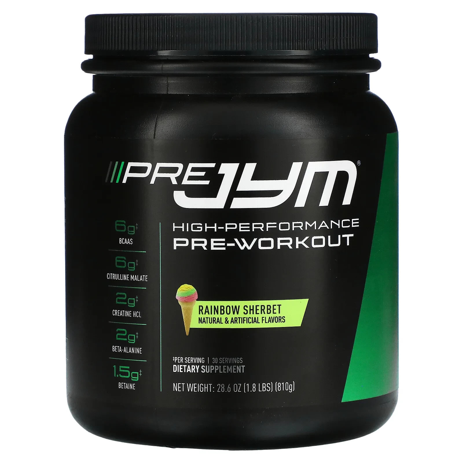 Pre JYM, High Performance Pre-Workout, Rainbow Sherbet, 1.2 lbs (540 g)