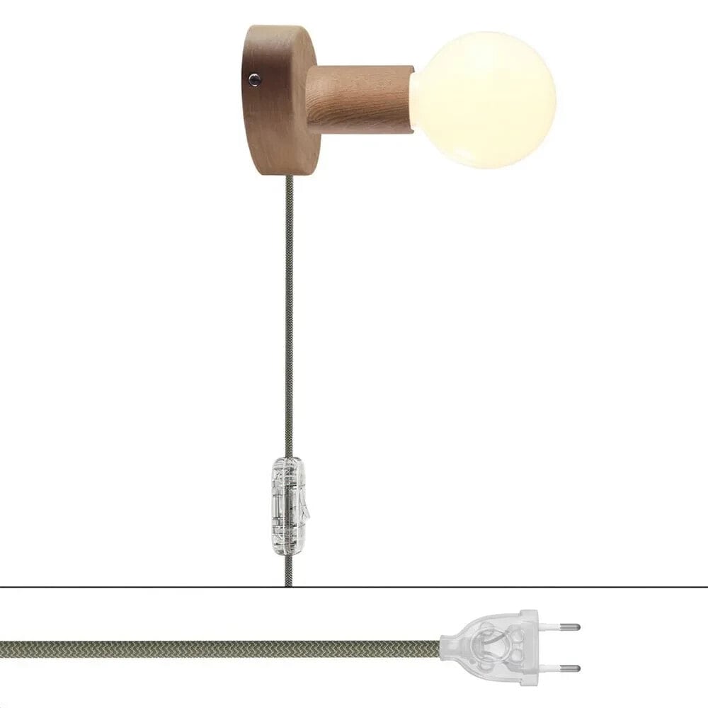 CREATIVE CABLES Spostaluce RD72 wooden lamp with 2-pole plug - with bulb