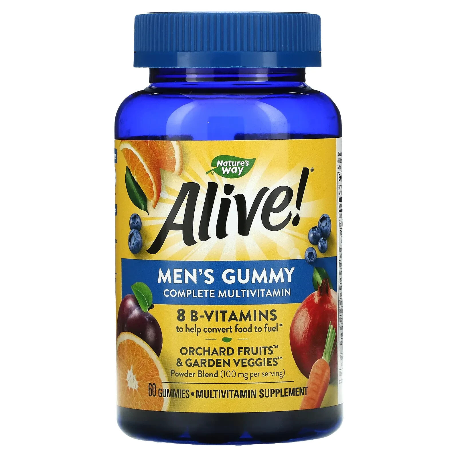 Alive! Men's Premium Gummy Multivitamin, Orange, Grape & Cherry, 75 Gummies