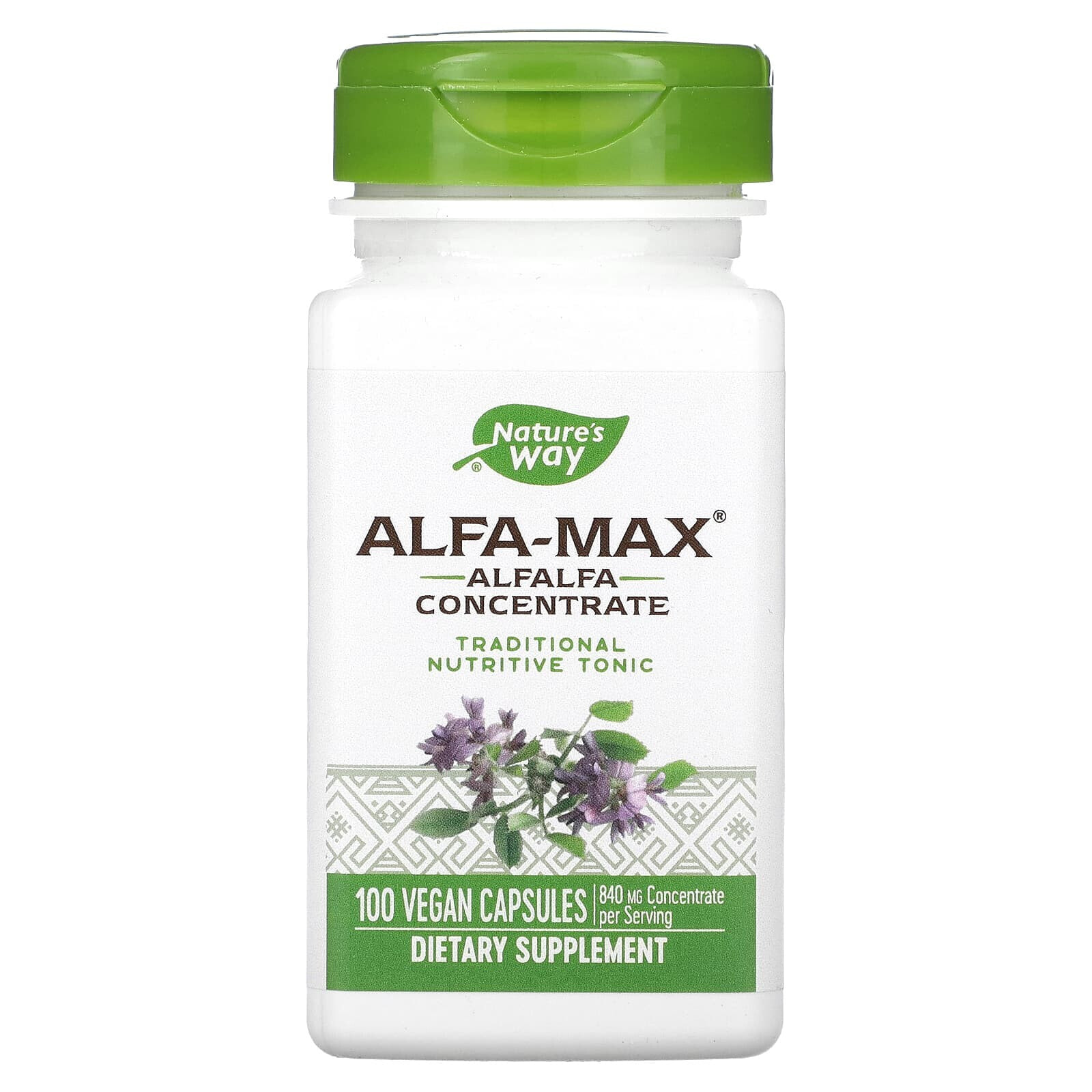 Nature's Way, Alfa-Max, концентрат люцерны, 420 мг, 100 веганских капсул