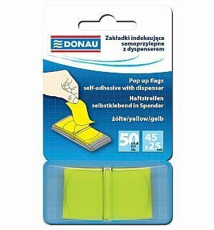 Donau INDEXING TAB WITH DISPENSER, DONAU, PP, 45X25MM, 50K, YELLOW 7558001PL-06