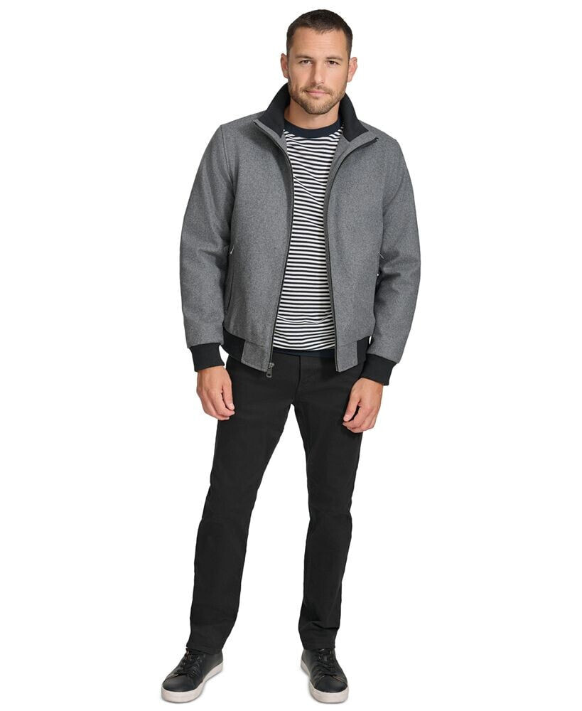 Calvin Klein men's Wool Bomber Jacket With Knit Trim