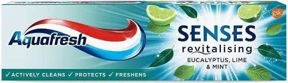 Aquafresh Senses Revitalising Eucalyptus & Lime & Mint Toothpaste Освежающая зубная паста с эвкалиптом, лаймом и мятой  75 мл