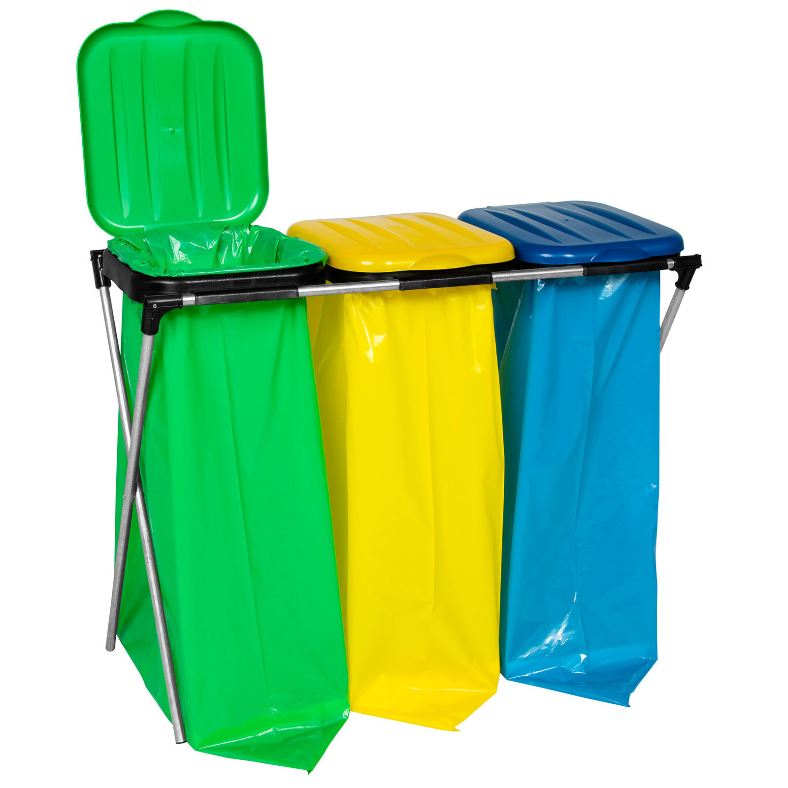 Stand for 120L garbage bags for segregation - 3 types of waste