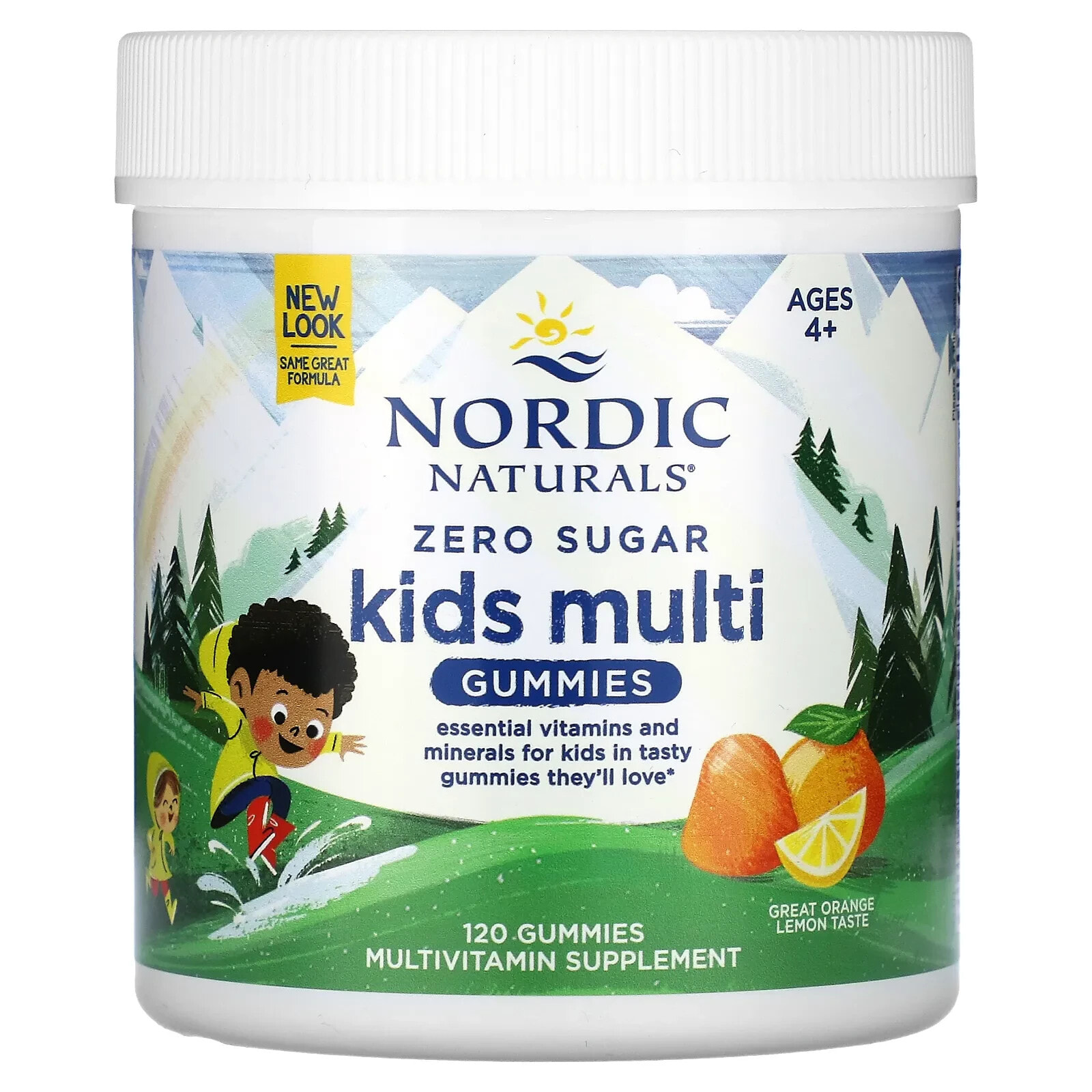 Нордик Натуралс, жевательные мультивитамины для детей без сахара, со вкусом апельсина и лимона, 120 жевательных таблеток
