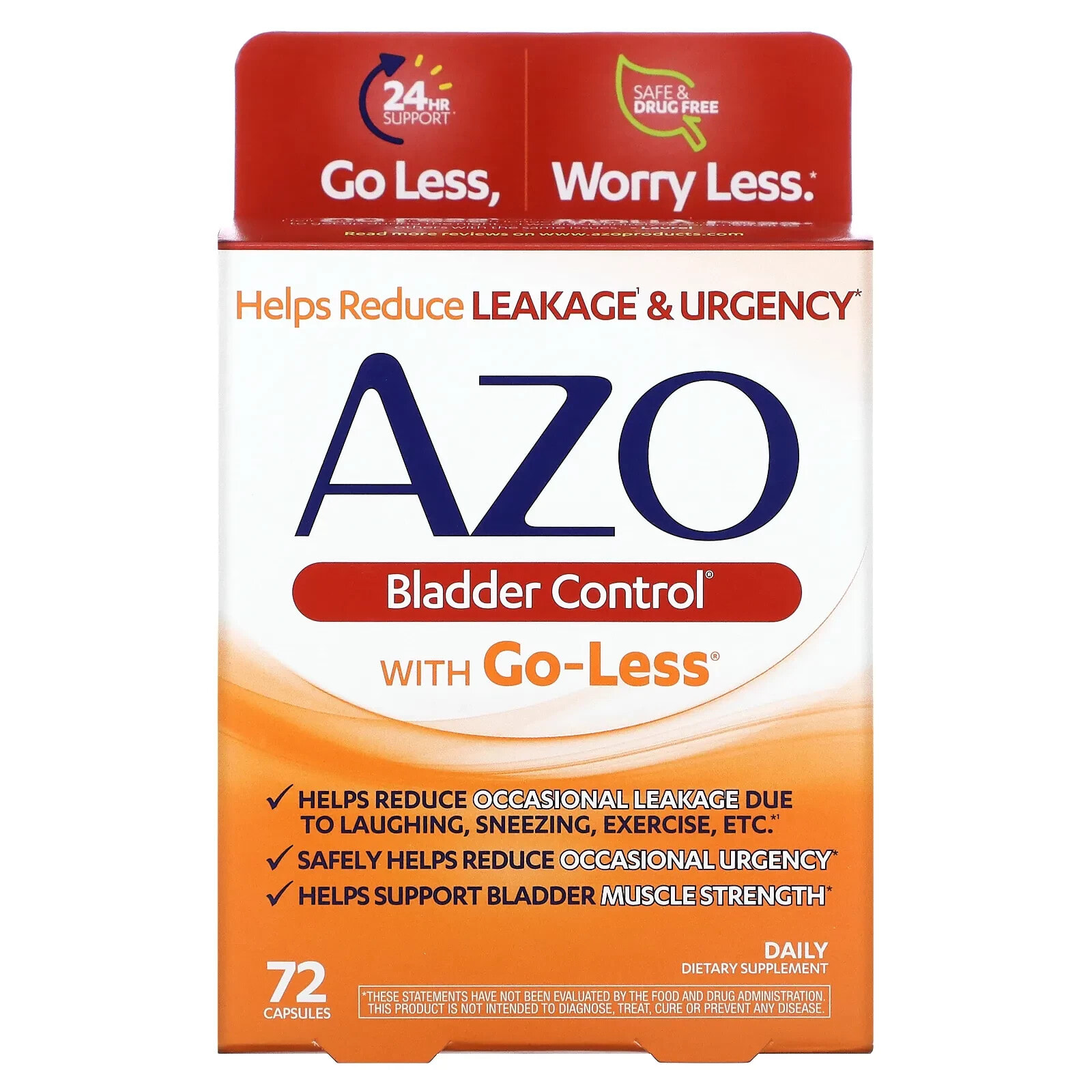 Азо, Bladder Control с Go-Less, 72 капсулы