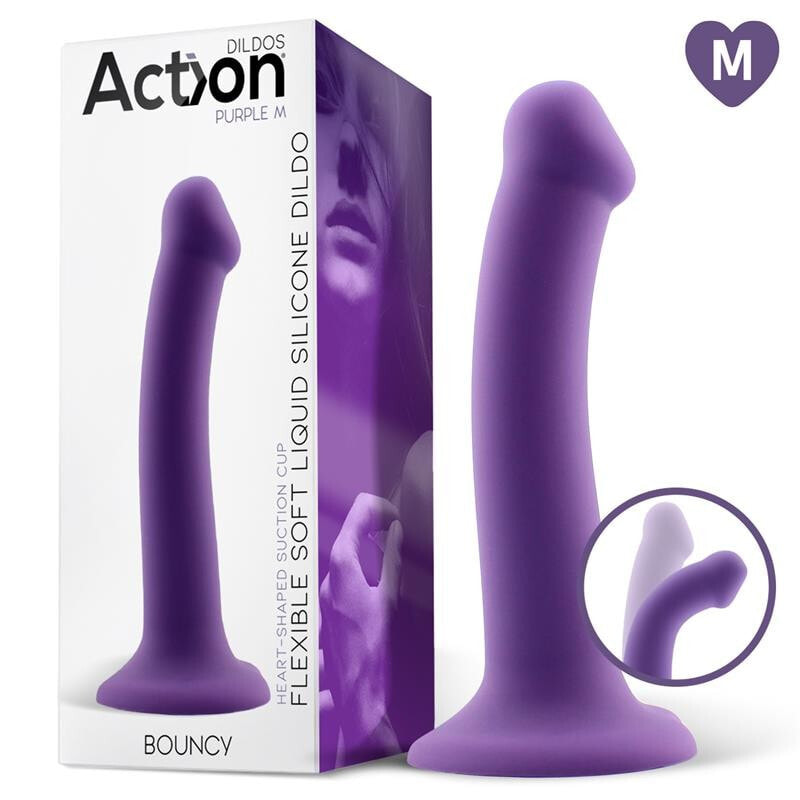 Bouncy Liquid Silicone Dildo Hiper Flexible 7 - 18 cm Size M Purple