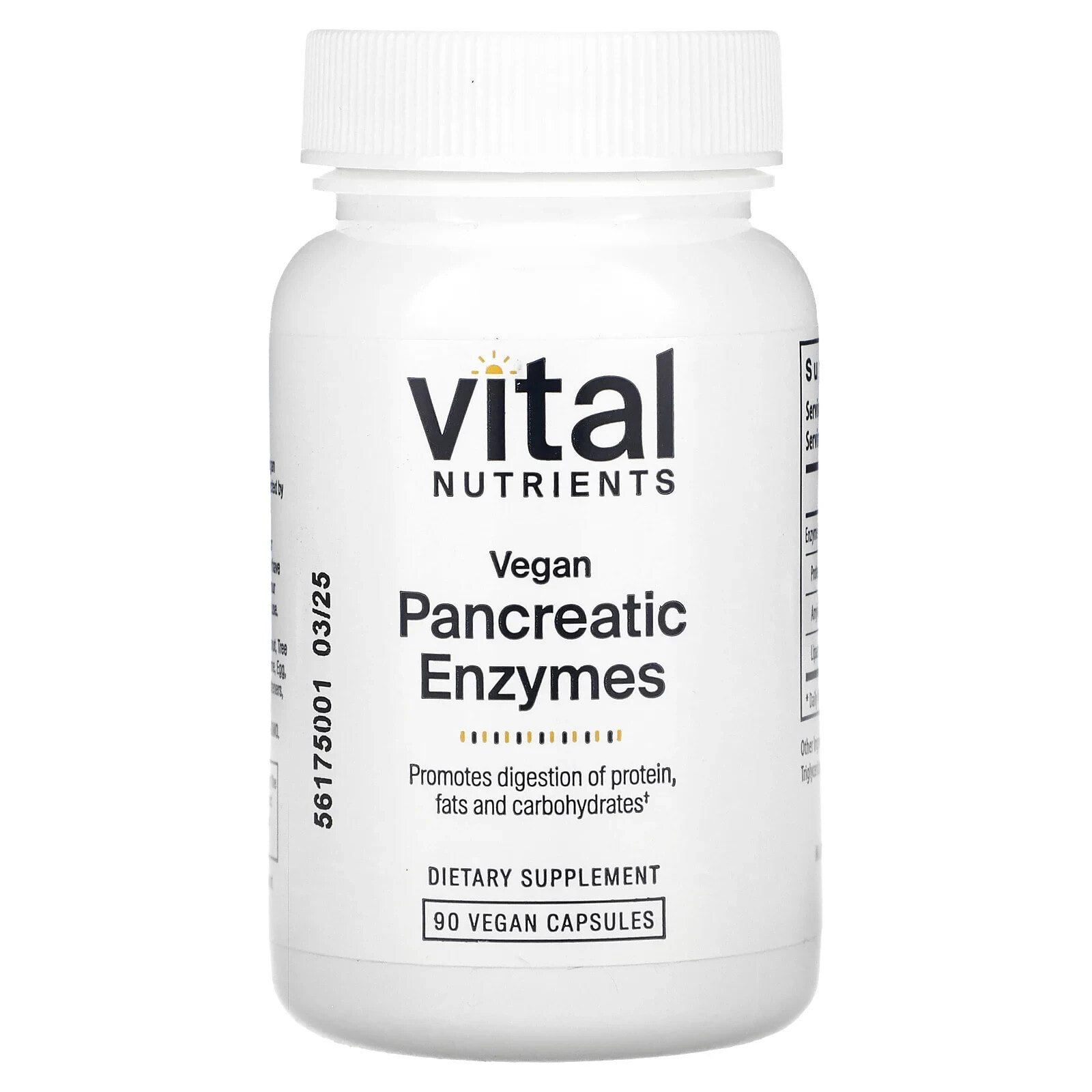 Вайтал Нутриентс, Vegan Pancreatic Enzymes , 90 Capsules