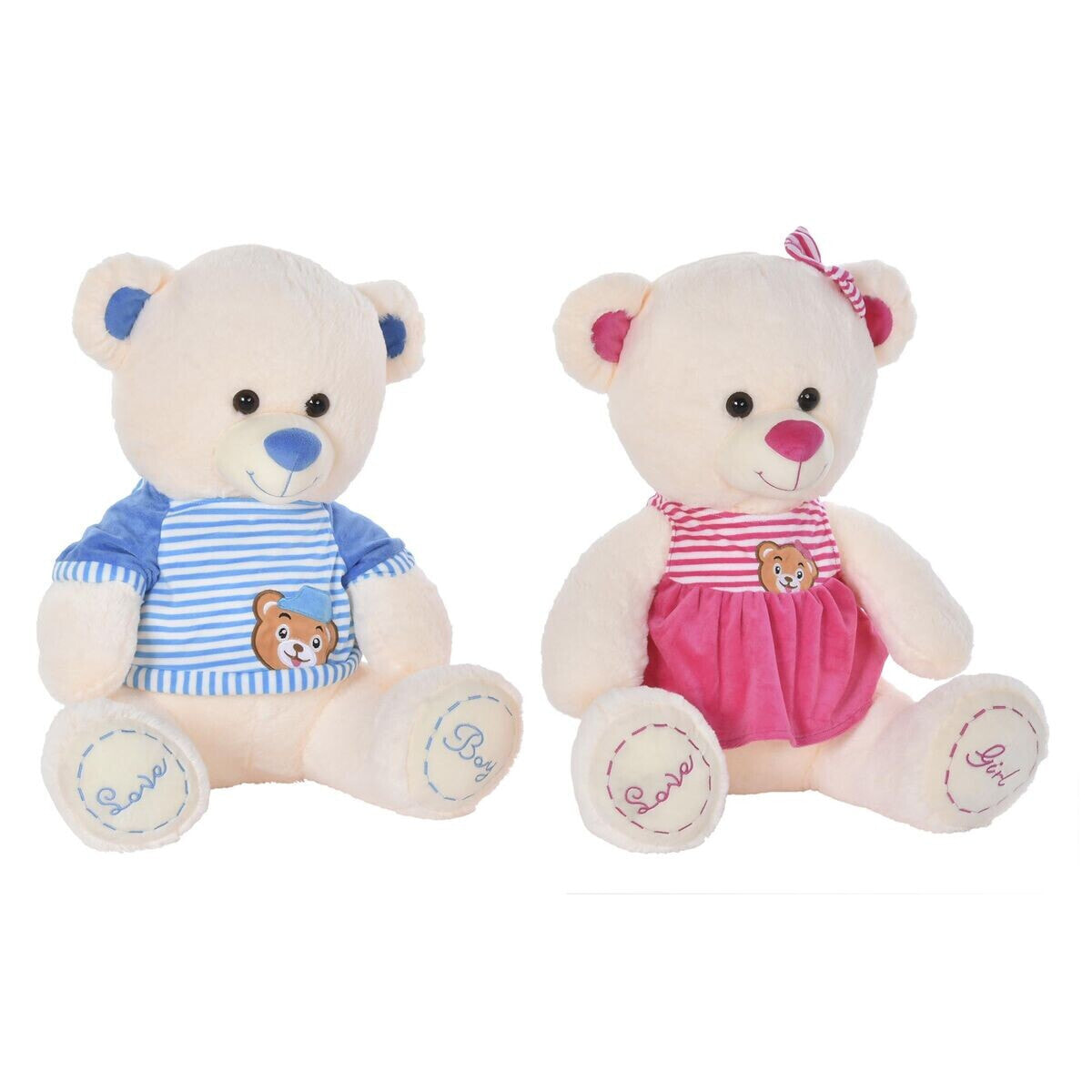 Teddy Bear DKD Home Decor Beige Blue Pink Children's Bear 25 x 25 x 50 cm (2 Units)