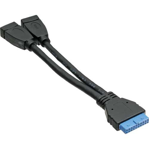 InLine 33445I кабельный разъем/переходник 2 x USB 3.0 A USB 3.0 19p Черный