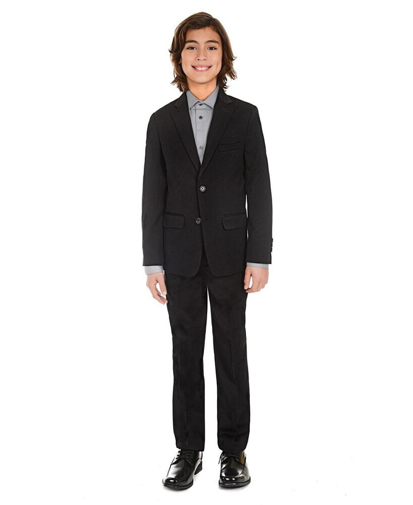 Calvin Klein big Boys Husky Modern Fit Gab Jacket and Pants Suit, 2-Piece Set