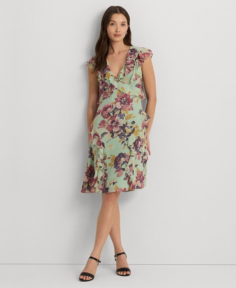 Lauren Ralph Lauren petite Ruffled Floral A-Line Dress