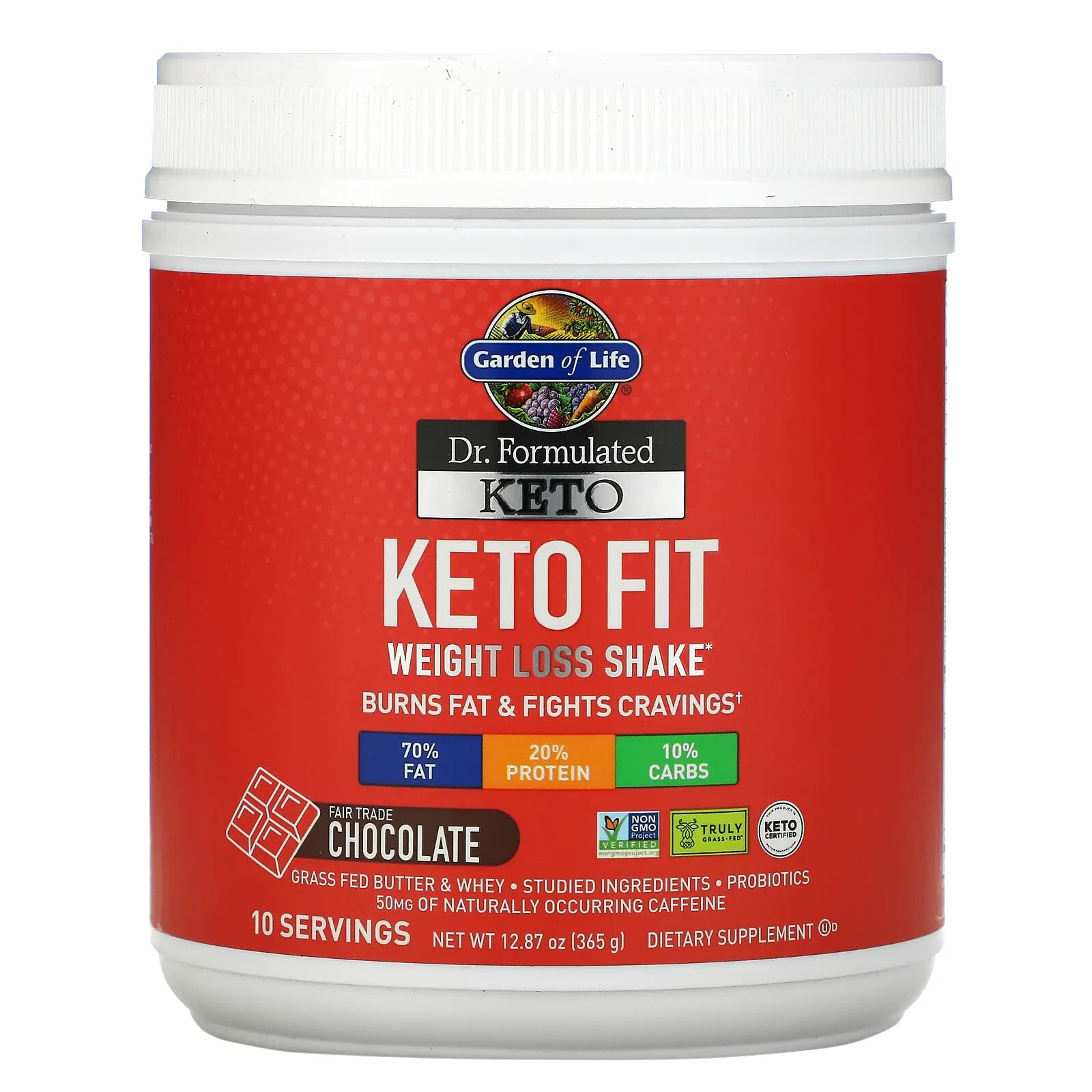 Dr. Formulated, Keto Fit Weight Loss Shake, Chocolate, 12.87 oz (365 g)