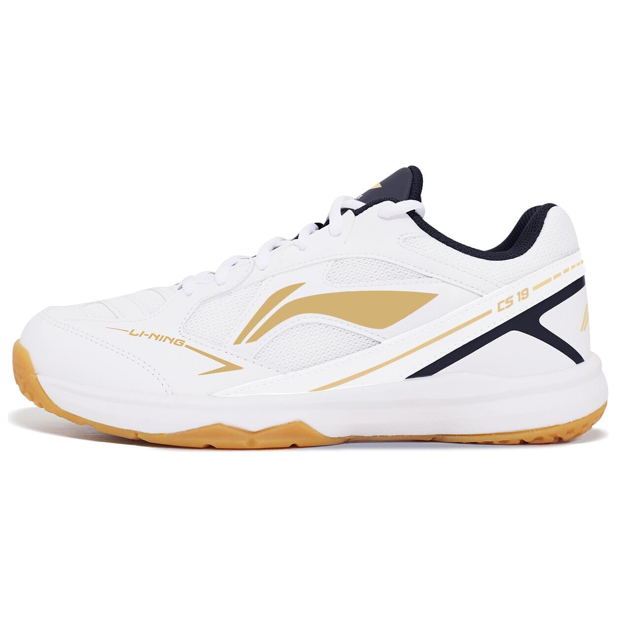 LINING Badminton Shoes Unisex Mid-Top Standard White/Black/Bright Gold