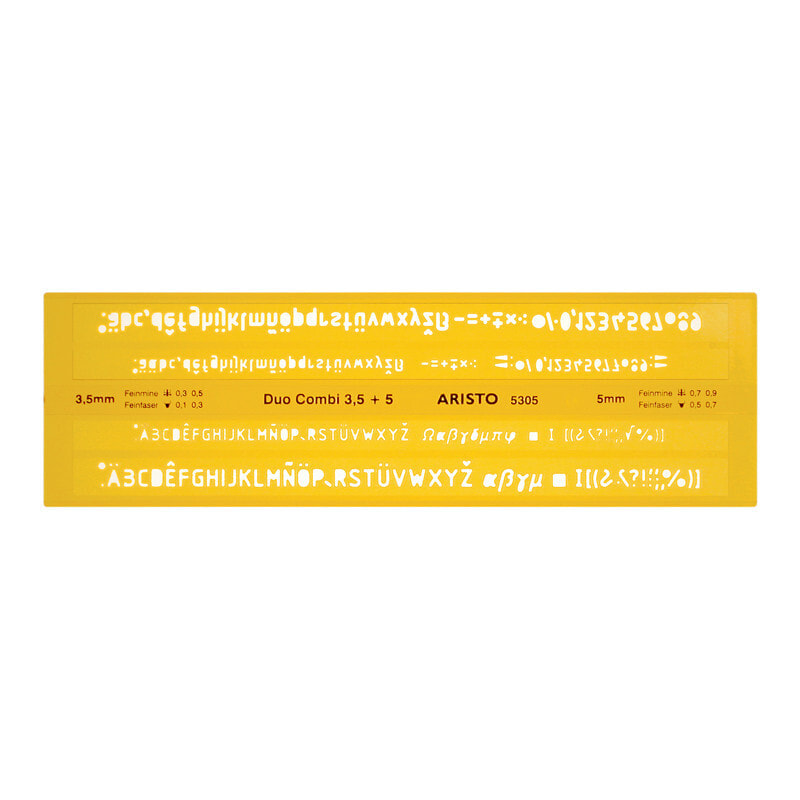 Aristo AR5305 Трафарет для букв/цифр/символов Прозрачный, Желтый Пластик AR 5305