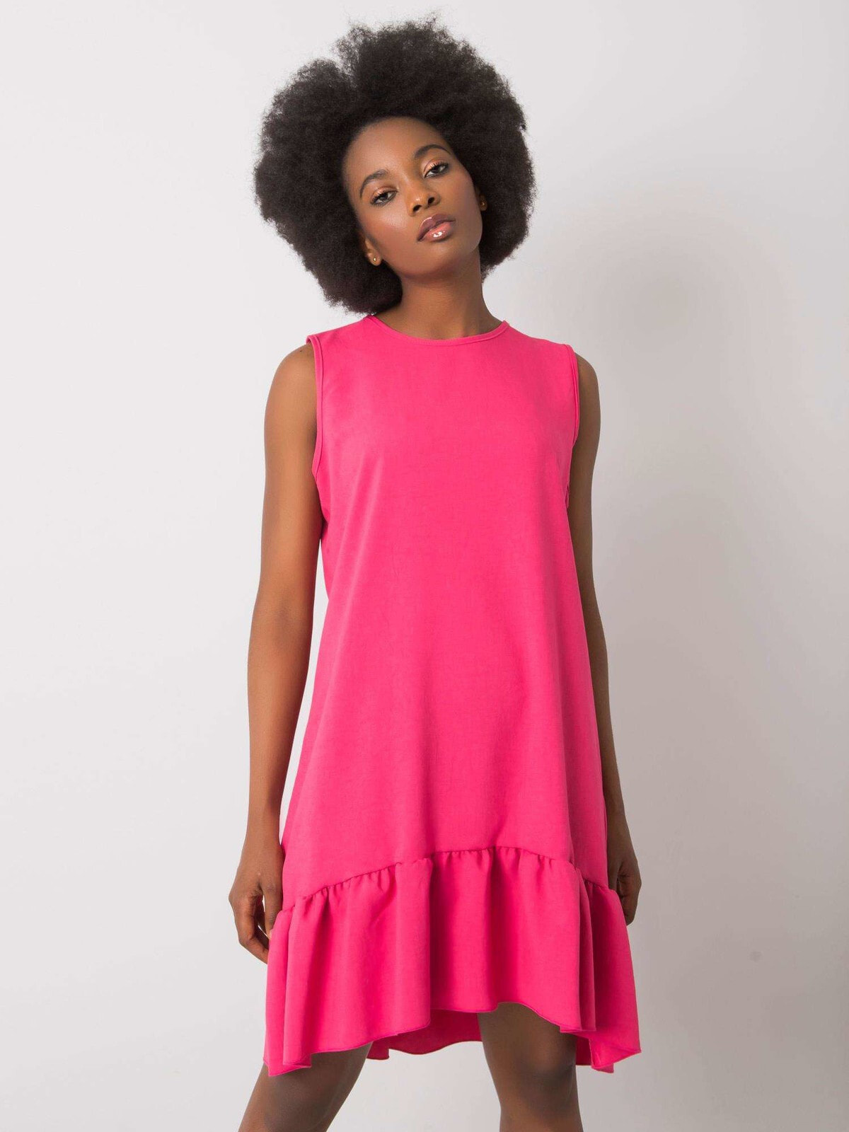 Женское розовое платье без рукавом с воланами Factory Price