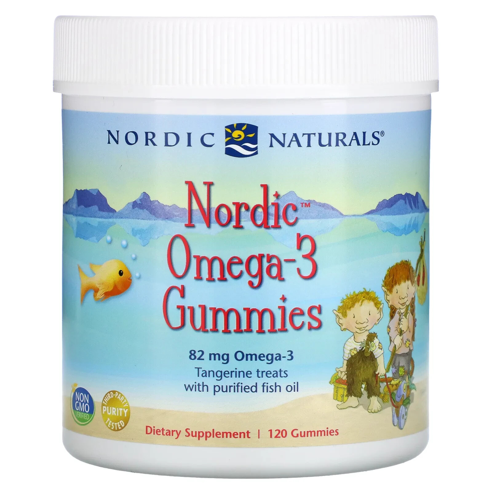 Nordic Naturals, Жевательные конфеты Nordic Omega-3 со вкусом мандарина, 82 мг, 60 жевательных конфет